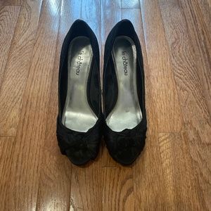 Black open toe heels